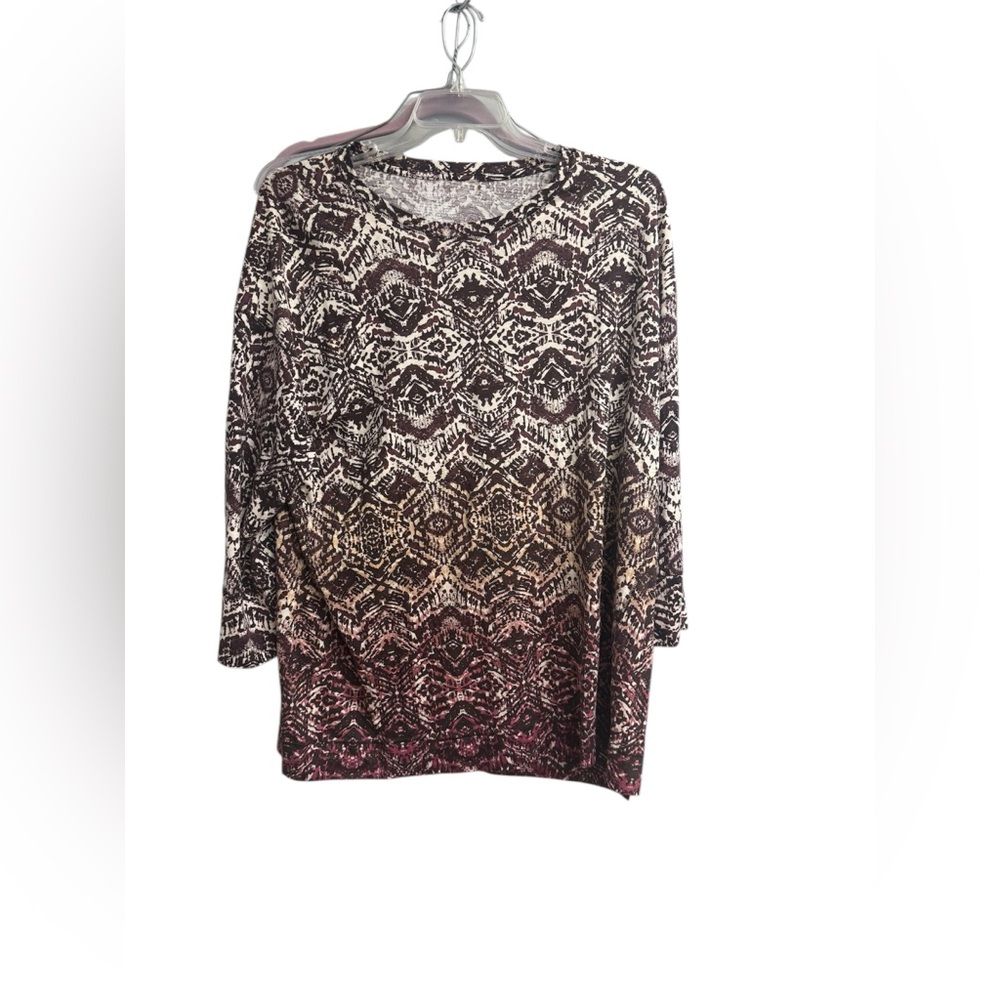 Westbound Cream and Brown Boxy Blouse